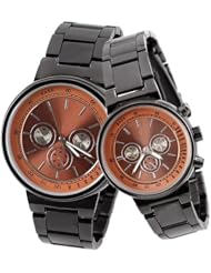 Orient Idea Ori-0273E Pair of Stainless Steel Quartz Watch with 3 Decorative Sub-dials for Lovers Couples - Brown