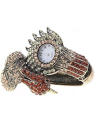 Phoenix Design Quartz Analog Watch Bangle Watch Bracelet Wrist Watch with Rhinestones for Lady Woman Girls - Yellow SWWM1-100206