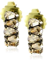 Sorrelli "Raw Sugar" Petite Crystal Goldtone Huggie Hoop Earrings