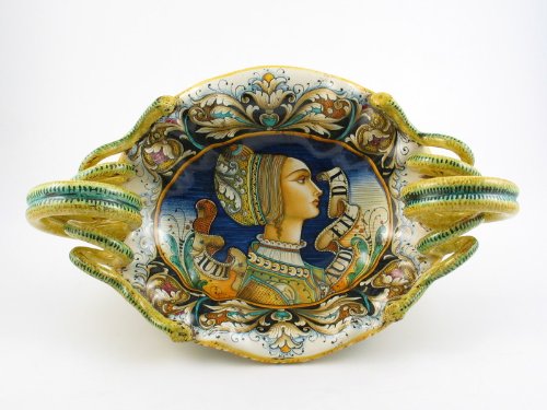 Handpainted Italian Ceramic Centerpiece by A. Binaglia, Deruta