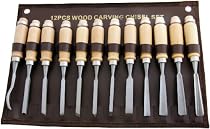 Am-Tech Pro 12pc Wood Carving Chisel Set LEATHER POUCH