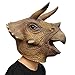 PartyCostume - Triceratops Mask - Halloween Latex Animal Head T-Rex Jurassic Dinosaur Mask