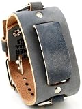 Nemesis #FRB-KS Wide Grey Leather Cuff Watch Band