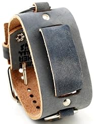 Nemesis #FRB-KS Wide Grey Leather Cuff Watch Band