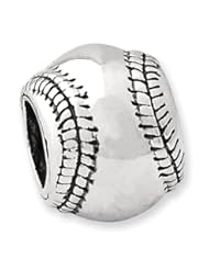 .925 Sterling Silver Baseball Bead