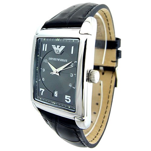 ｜EMPORIO ARMANI エンポリオアルマーニ レクタンギュラー レザーベルト カレンダー表示 メンズウォッチ AR0272
