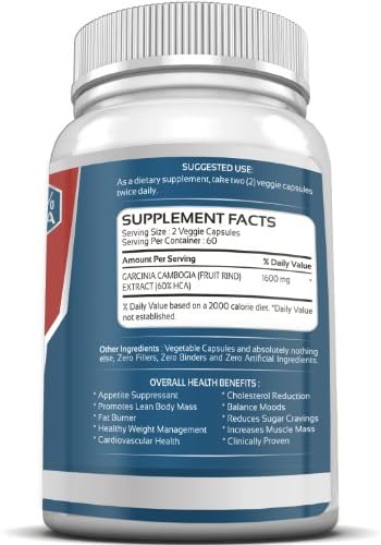 Garcinia Cambogia Ultra Premium Pure Extract With 3,200mg - 120 Capsules For Easy Weight Loss. Natural Appetite Suppressant & Best Fat Burner With HCA That Works For Men And Women. As Seen On TV. Made in the USA