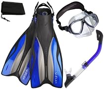 Oceanic V-Flex Fins Snorkeling Scuba Diving Mask Dry Snorkel Set