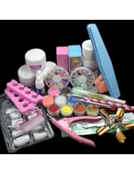 Baby Product: Nail Art Set Acrylic Liquid Glitter Powder File Brush Form Tips Tools DIY Kit - Thailand