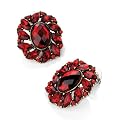 Oval Studded Pierced Fashion Earrings Burnt Gold & Red