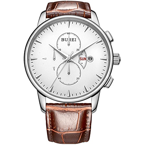 Burei men s wrist watches with day date chronograph bro…