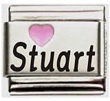 Stuart Pink Heart Laser Name Italian Charm Link