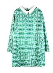 Plaid Print Chiffon Long Sleeves  Dress