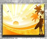Surfers Sunset Abstract Art - Chunky Canvas Art Print - Wall Art - Wall Decor - Framed Ready to Hang (30 x 20)