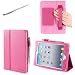 i-BLASON Apple iPad Mini 7.9 Inch Auto Wake / Sleep Smart Cover Leather Case (Elastic Hand Strap, Multi-Angle, Card Holder ) With Bonus Stylus (Multi-Color to Choose From) 3 Year Warranty – Pink Margentta