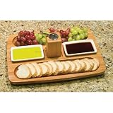 Lipper International Bread Server with 2 Ceramic Dishes & Pepper Mill, Bamboo