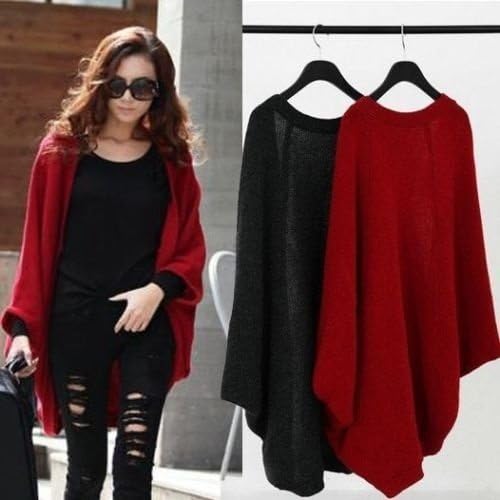 Winter Women Lady Batwing Girl Shawl Knit Cape Casual Jacket Coat Woolen Knitwear Sweater Pullover Knitted Coat Outwears Cardigans Sweatshirts