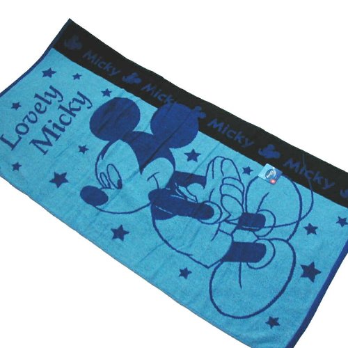 [Mickey mouse ミッキーマウス]キャラクター バスタオル (ブルー)60×120cm