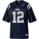 Nike Mississippi Rebels #12 Youth Replica Football Jersey - Navy Blue (Large)