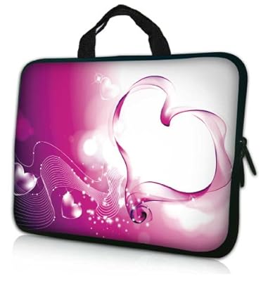 15.6" Pink Heart Artwork Laptop Sleeve with Hidden Handle Notebook Bag Carrying Case for Apple Macbook, Acer, Asus, Dell, Hp, Sony, and More 15" 15.6"
