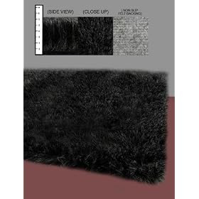 Flokati Faux Fur Rugs 6' x 9' (BLACK)