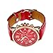 Tenworld Women Lady Girl Gift Analog Quartz Faux Leather Wrist Watch (Red)