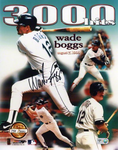 Wade Boggs Autographed Photograph | Details: Tampa Bay Rays, 3000 Hits, 8x10
