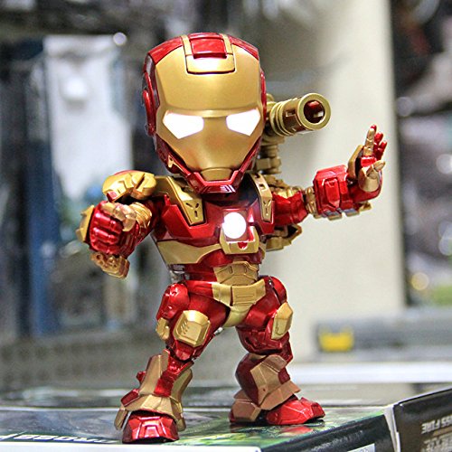 the Avengers Super Hero Marvel Iron Man 3 MK42 15cm PVC Action Figures Collection Model Toys LED Flash Light Dolls With Gun Flag
