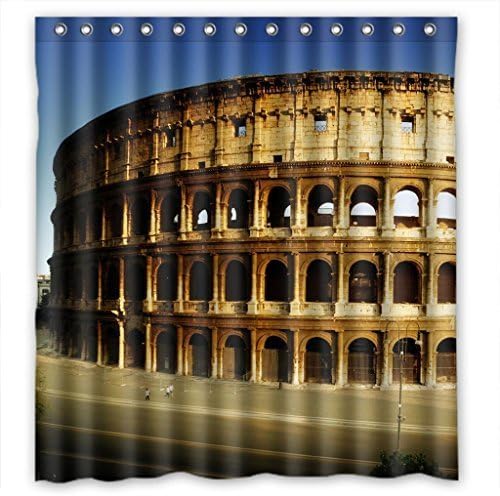 Hello Ancient Roman Pit Famous Building Fabric 100% waterproof polyester Shower Curtain Rings Included 66 x 72 Inches