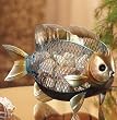 Pack of 2 Hand Sculpted Metal Fish Decorative Nautical Figure Baskets 13"