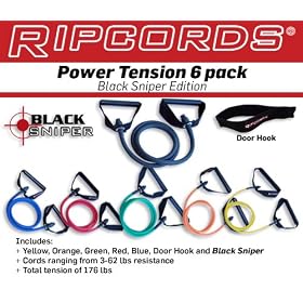 Ripcords Exercise Resistance Bands - Black Sniper Edition 6-pack Exercise Fitness Equipment