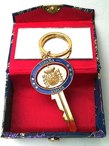 Toys! Key Fob Chain Ring ''Espana, Madrid'' (Brass, plated-Gold mixed ) And Exquisite with Box
