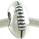 American Football Bead Sterling Silver fits European Charm Bracelet