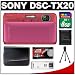 Sony Cyber-Shot DSC-TX20 Shock & Waterproof Digital Camera (Pink) with 8GB Card + Case + Tripod + Accessory Kit