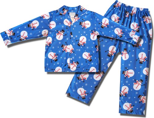 Let it Snow blue flannel, coat-style pajamas for children