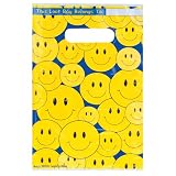 Plastic Smile Face Goody Loot Gift Bags ~ 9.75 X 6.5 Inch (pack of 8)