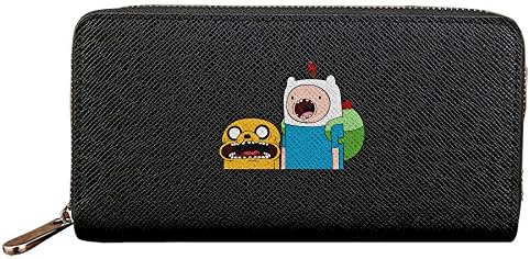 GEE Adventure Time Jake &amp; Finn Long Wallets Leather Business Handbag Clutch Multicard Zipper Coin Purse For Unisex