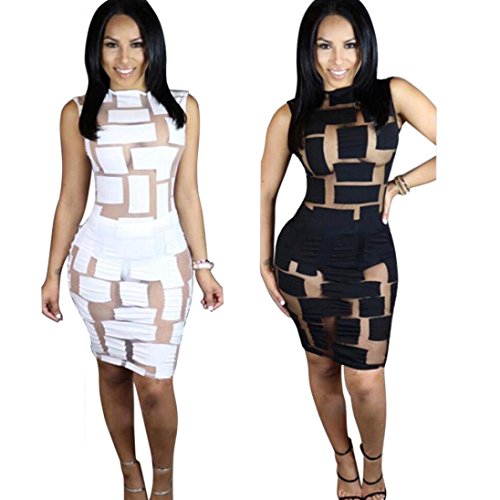 Start 2016 Women Sexy Sleeveless Bandage Transparent Club Party Cocktail Mini Dress