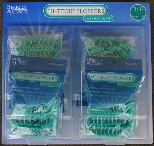 Berkley & Jensen Hi-tech Flossers Intense Mint (4 bags 90 pieces each - total 360 pieces in a pack)