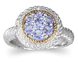 .77CTW Tanzanite and Diamond Ring in Sterling Silver with 18K Yellow Gold Trim