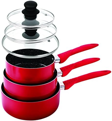 Stone Coated Non Stick Cookware Set By StoneChef (6, Red)