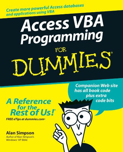 Access VBA Programming For Dummies, by Alan Simpson Access VBA Programming For Dummies, by Alan Simpson