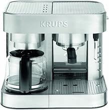 KRUPS XP6040 Die Cast Pump Espresso Machine and Coffee Maker Combination with Milk Frothing Nozzle, 10-Cup, Silver