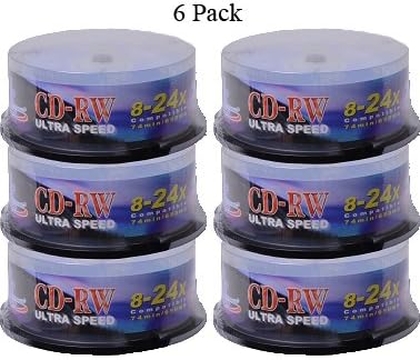 6 Pack KHypermedia 24x 650MB 74-Minute CD-RW Media 25-Piece Spindle (150 Discs)