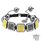 IMAGE OF Square Disco Black & Yellow CZ Iced Out Bracelet