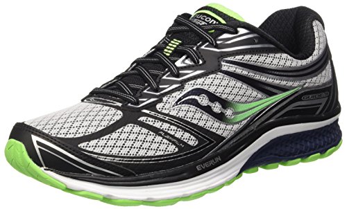 Saucony Men's Guide 9 Running Shoe, Grey/Navy/Slime, 11.5 M US