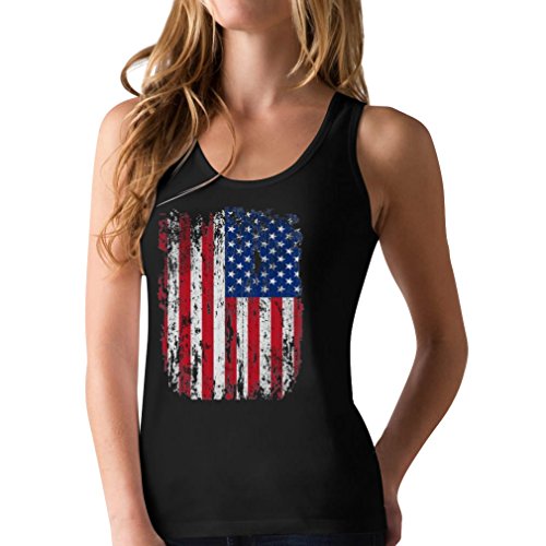 4th of July Vintage Distressed USA Flag Racerback Women's Tank Top