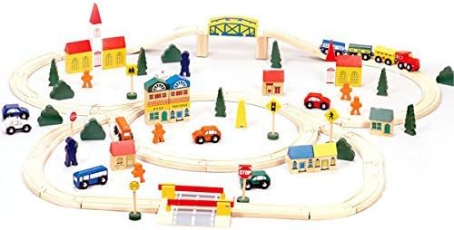 Wooden Track with Single Piece Construction Train Sets