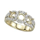 3 Diamond 5/8 ct. Semi Mount Bridal Engagement Ring in 14K Yellow Gold