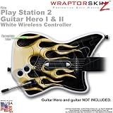 PS2 Guitar Hero I & II White Wireless Controller Skin Metal Flames Yellow by WraptorSkinz TM (GUITAR NOT INCLUDED)